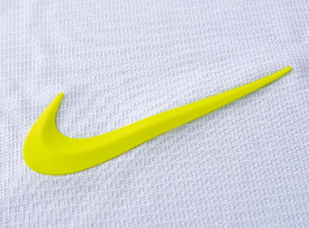 Nike heat transfer sample on white fabric.